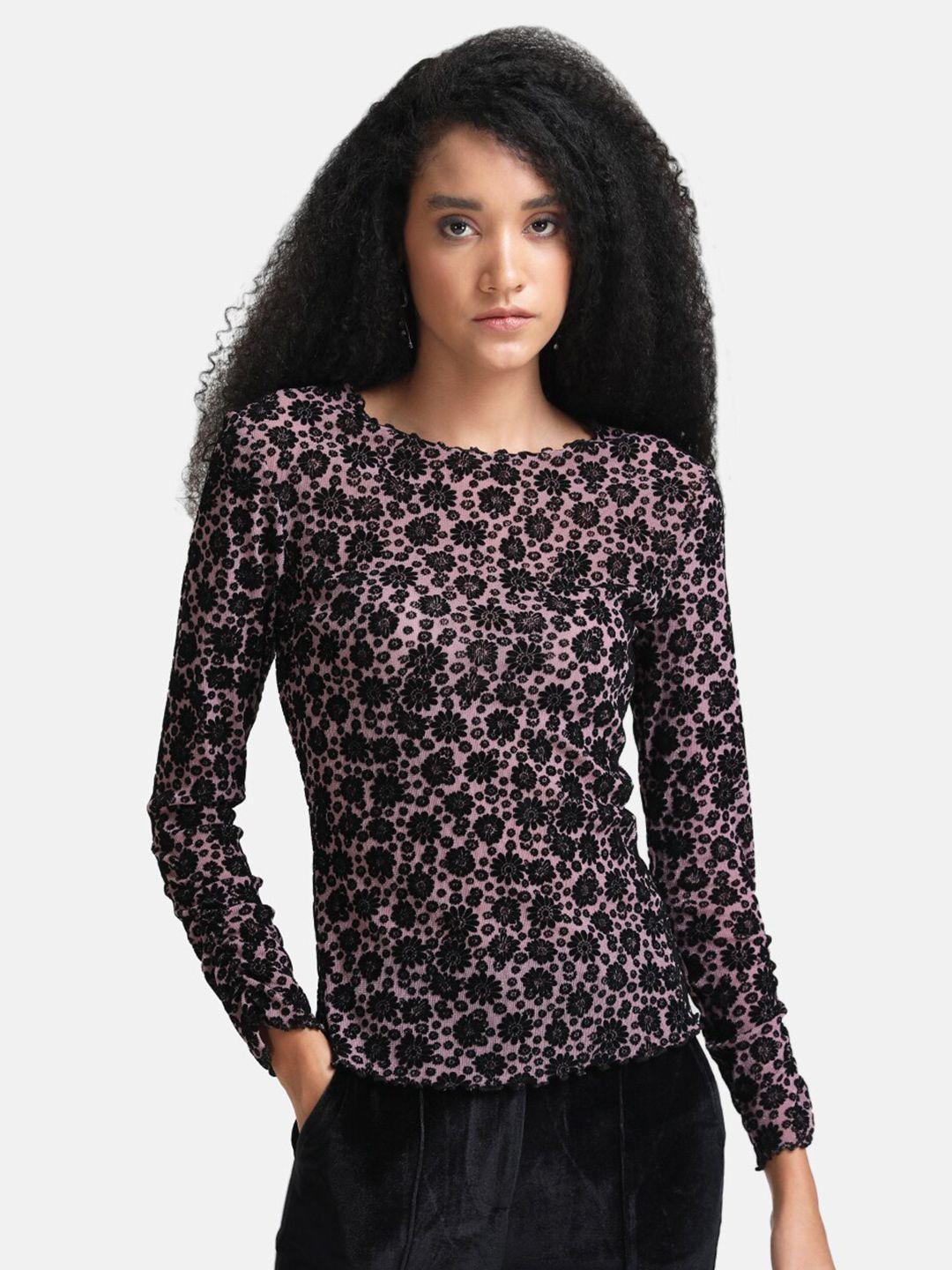 kazo women mauve floral print top