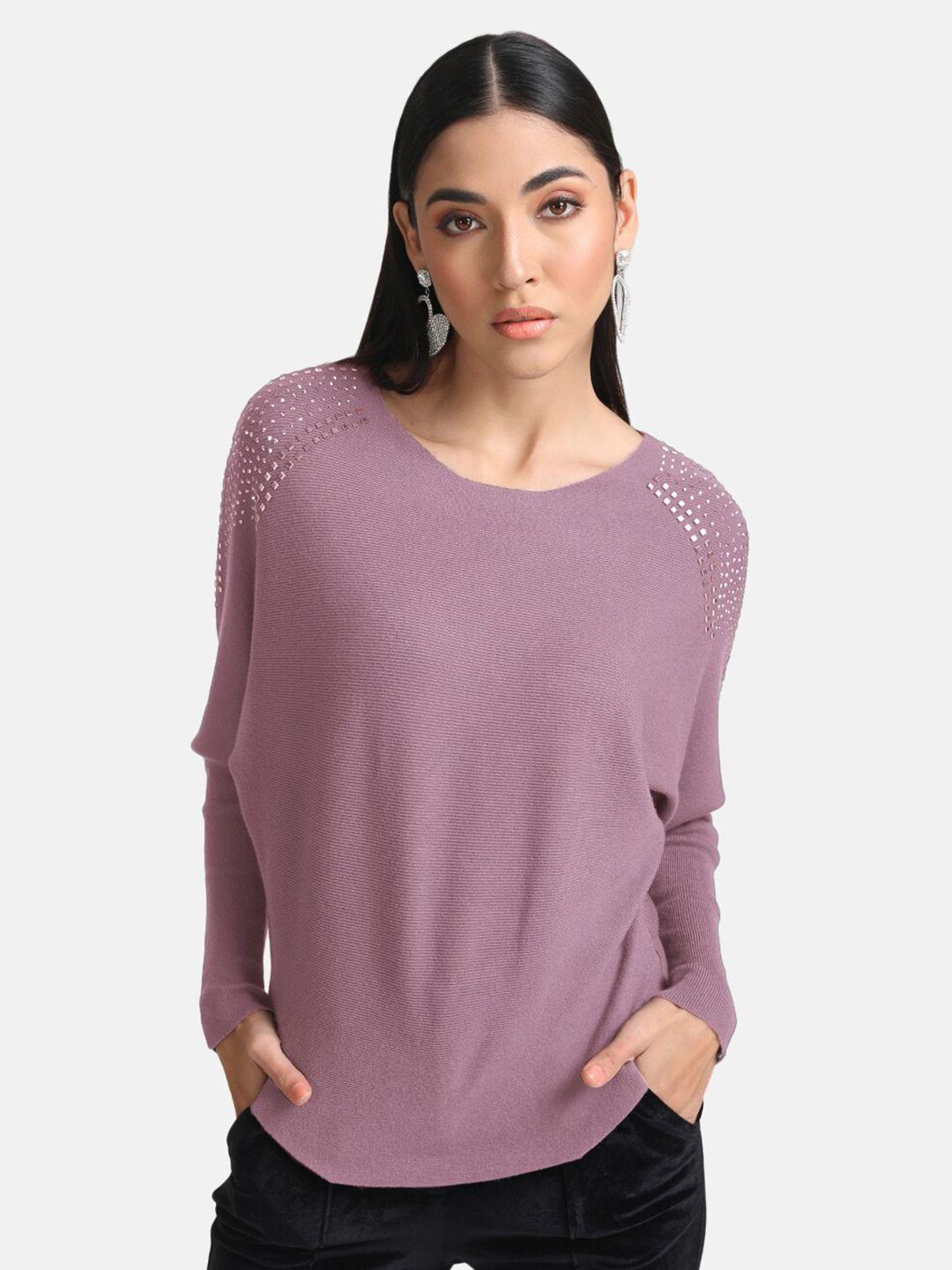 kazo women mauve pullover with heat studs