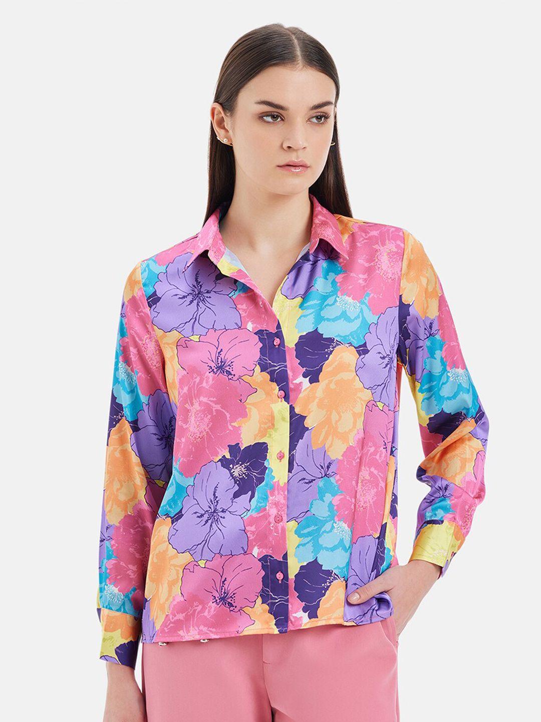 kazo women opaque printed casual shirt