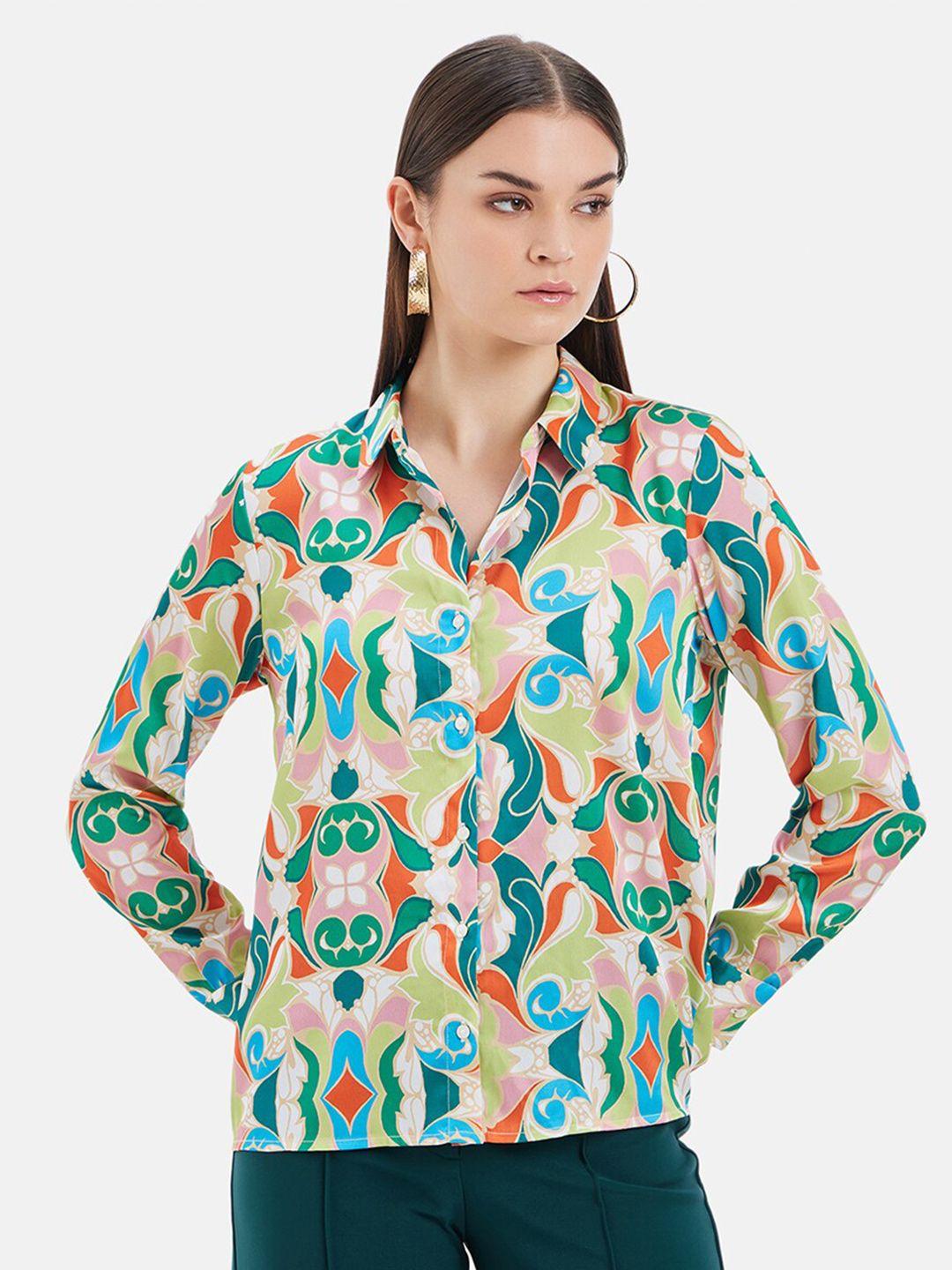 kazo women opaque printed casual shirt