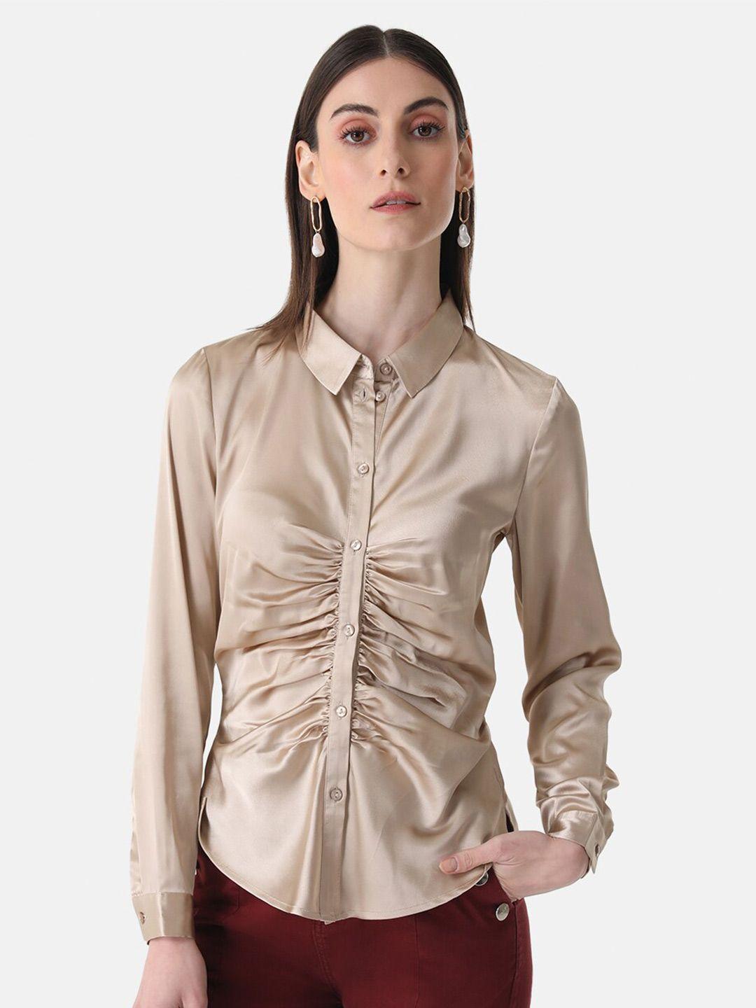 kazo women party gathered satin shirt