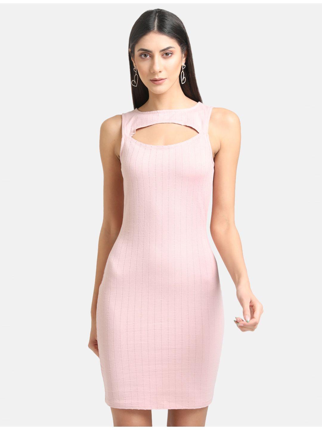 kazo women pink bodycon cut-out dress