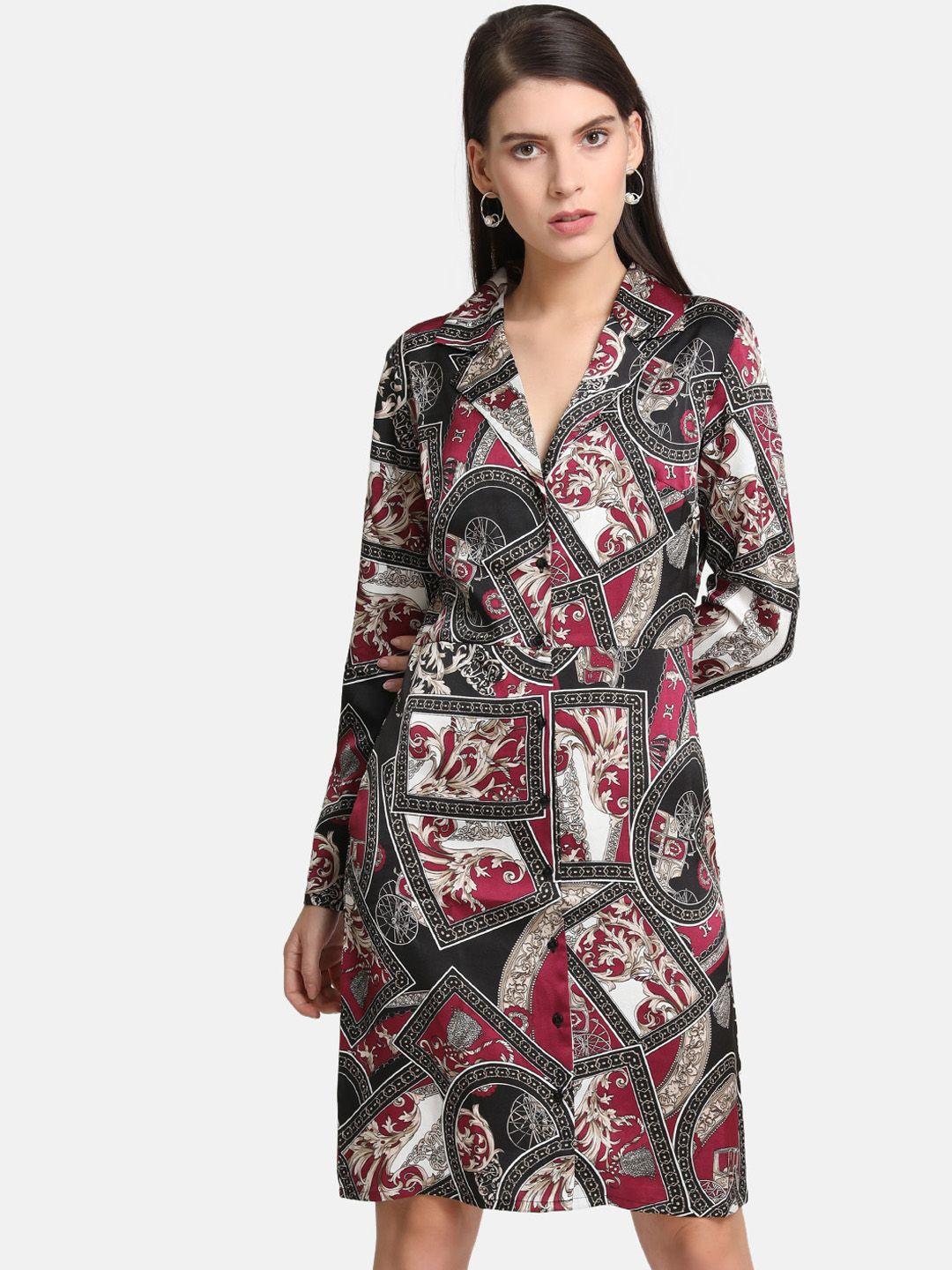 kazo women red & black printed shirt dress