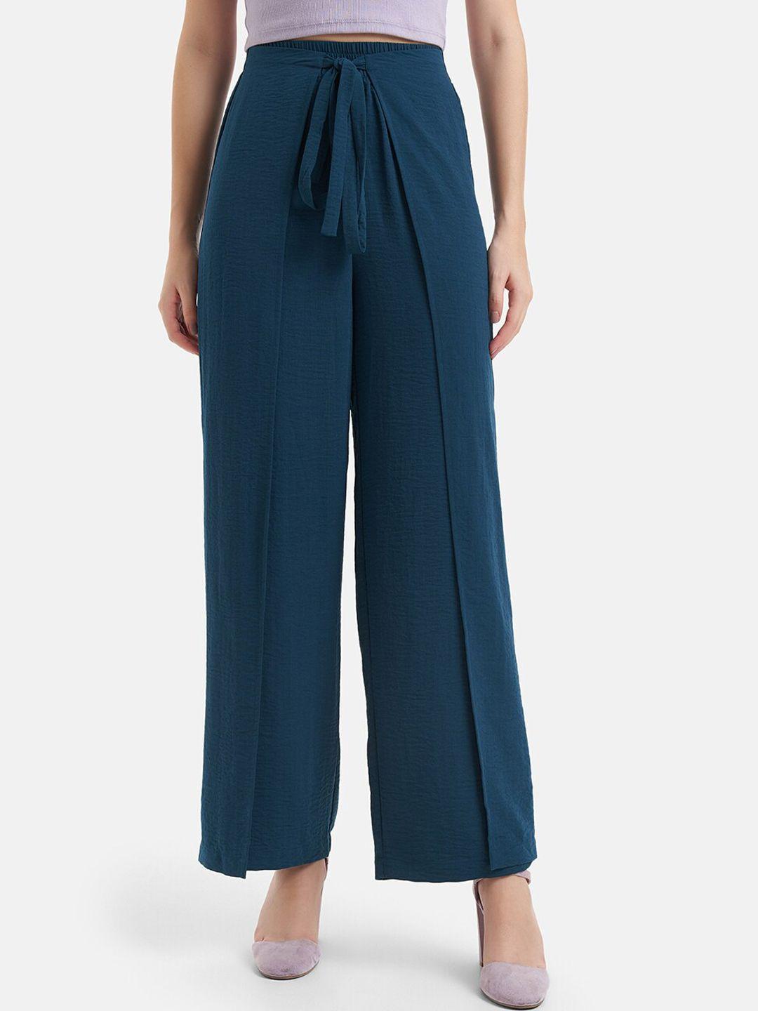 kazo women relaxed loose fit pleated cotton parallel trousers