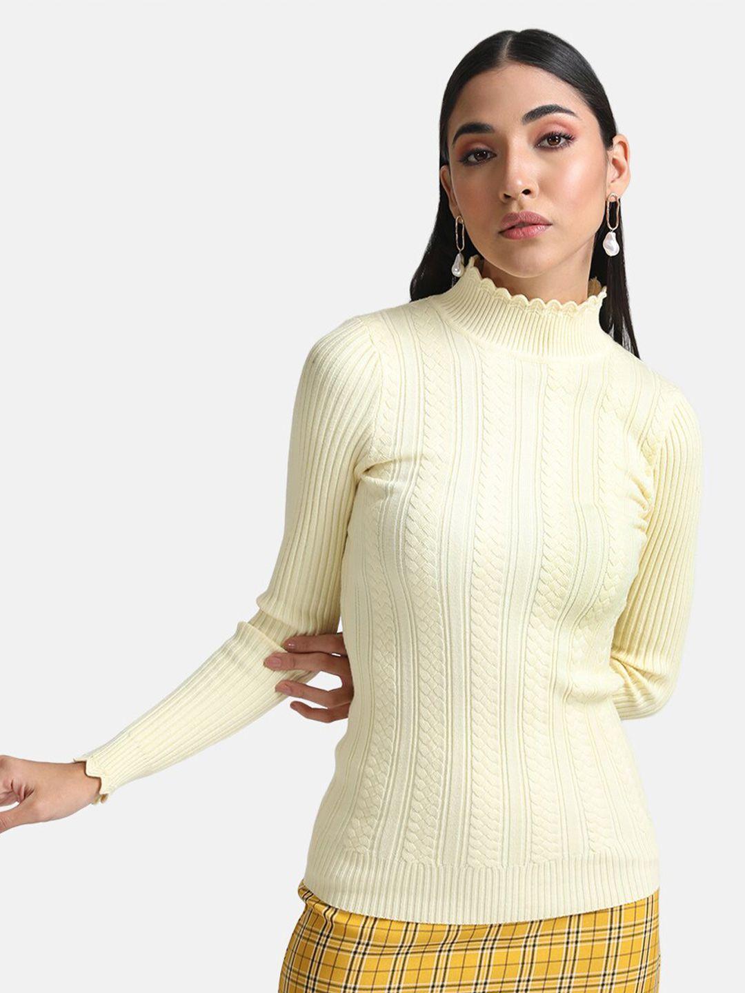 kazo women yellow cable knit pullover