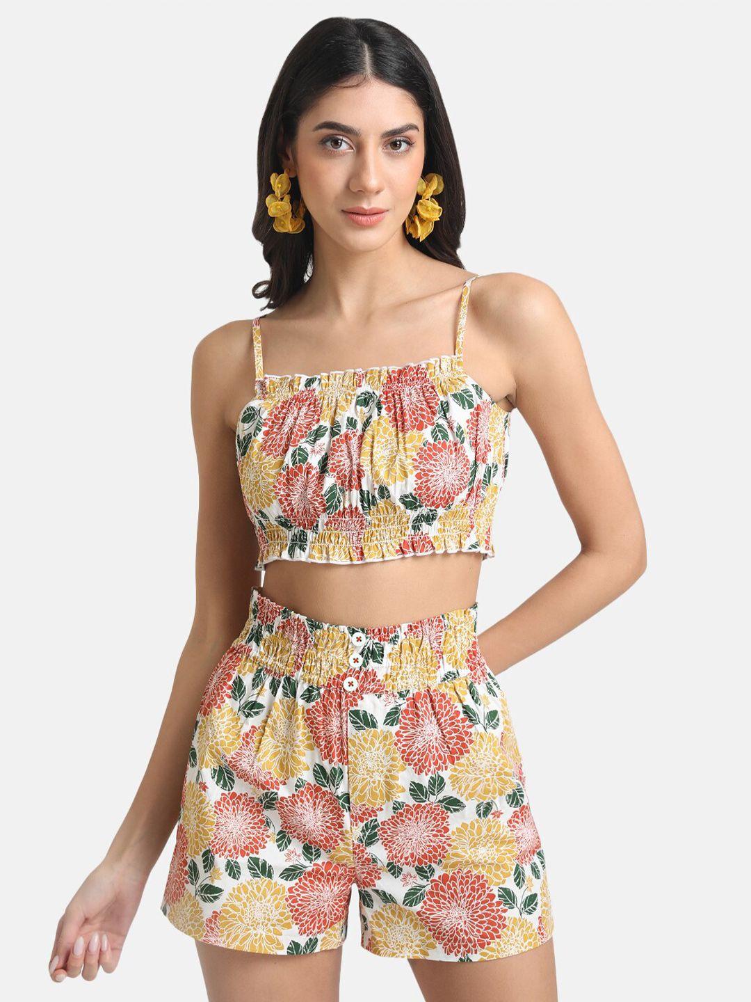 kazo women yellow floral print tube top