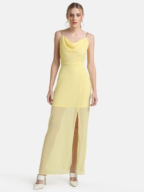 kazo yellow maxi slip dress