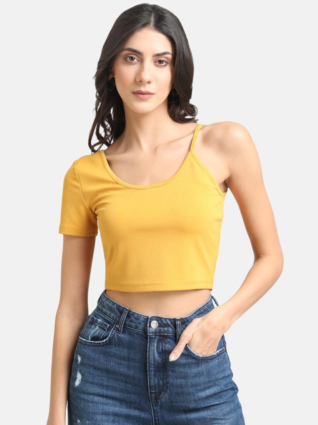 kazo yellow one shoulder crop top