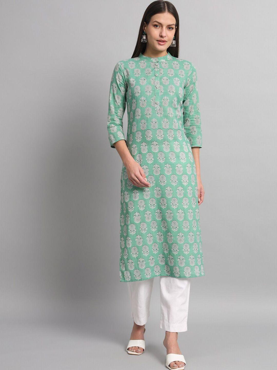 kbz ethnic motifs printed cotton straight kurta