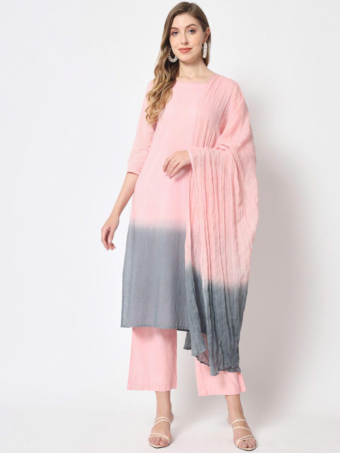 kbz ombre dyed pure cotton kurta with palazzos & with dupatta