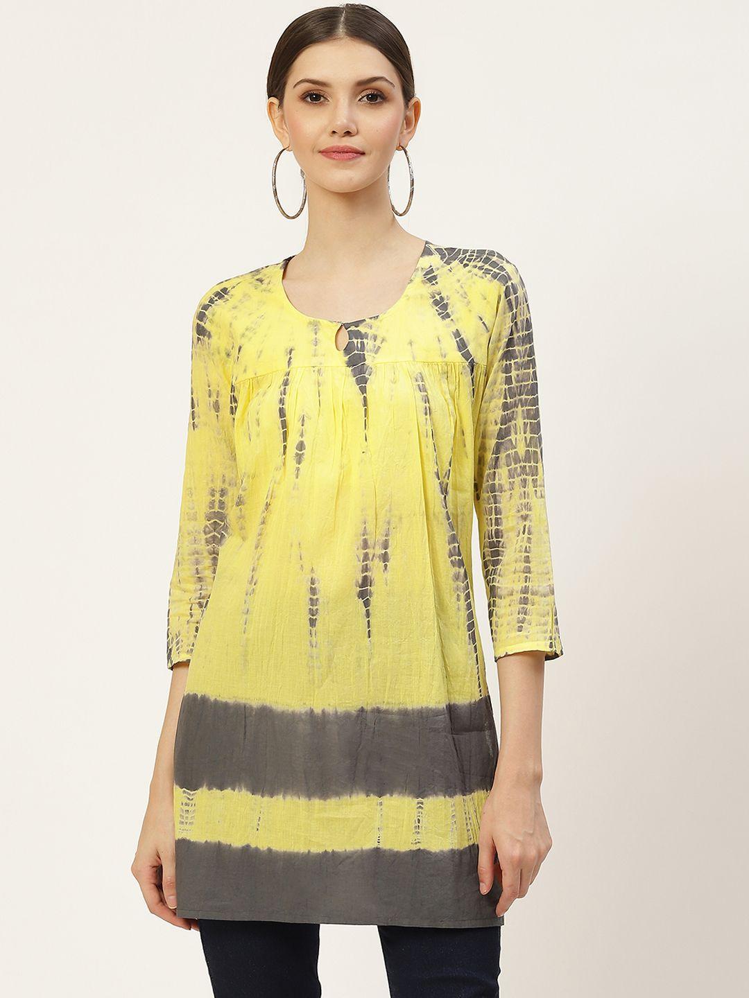 kbz yellow tie and dye pure cotton top