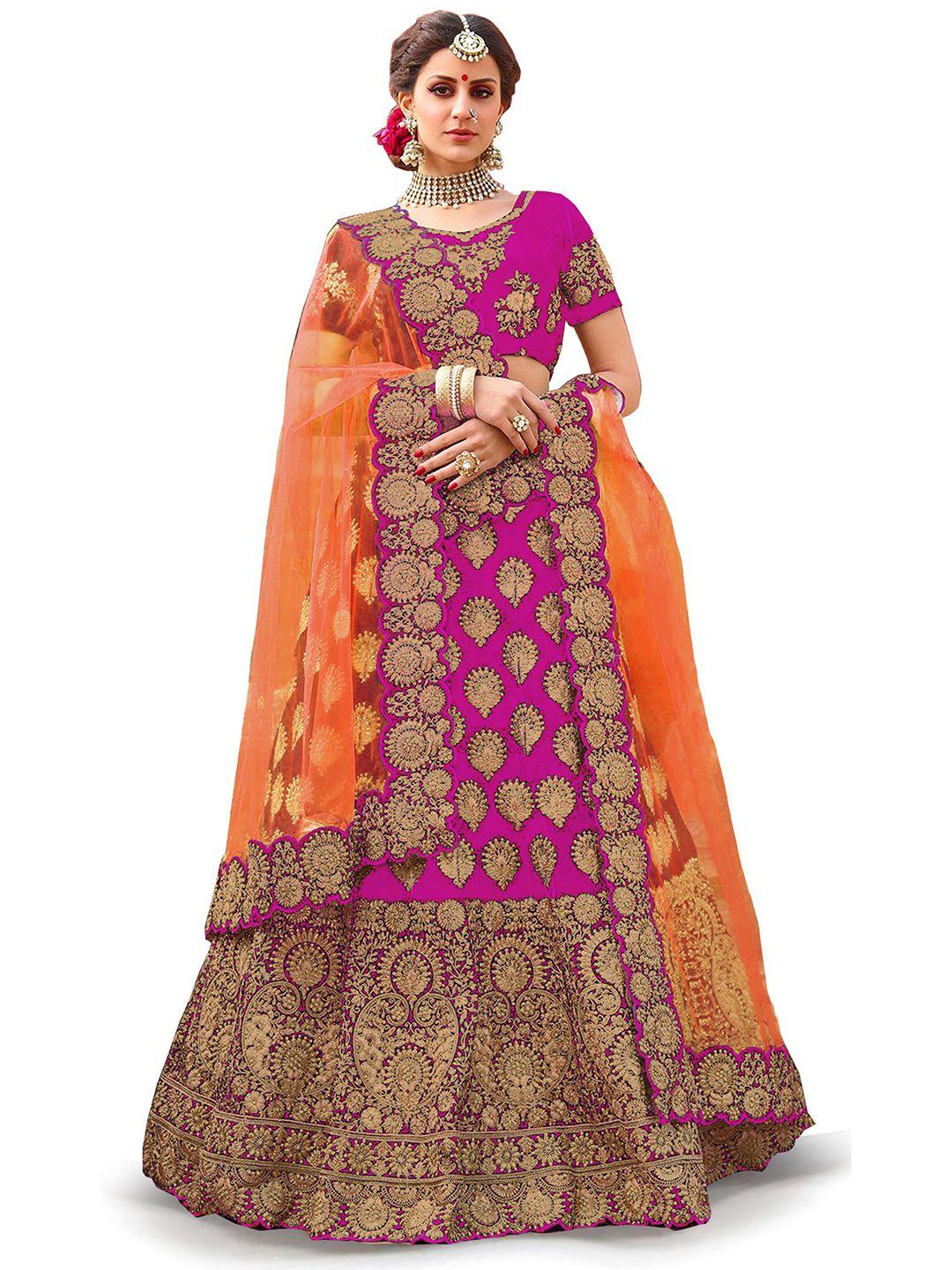 kedar fab embroidered semi-stitched lehenga & unstitched blouse with dupatta