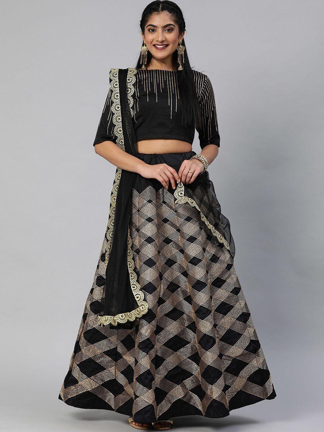 kedar fab embroidered semi-stitched lehenga & unstitched blouse with dupatta