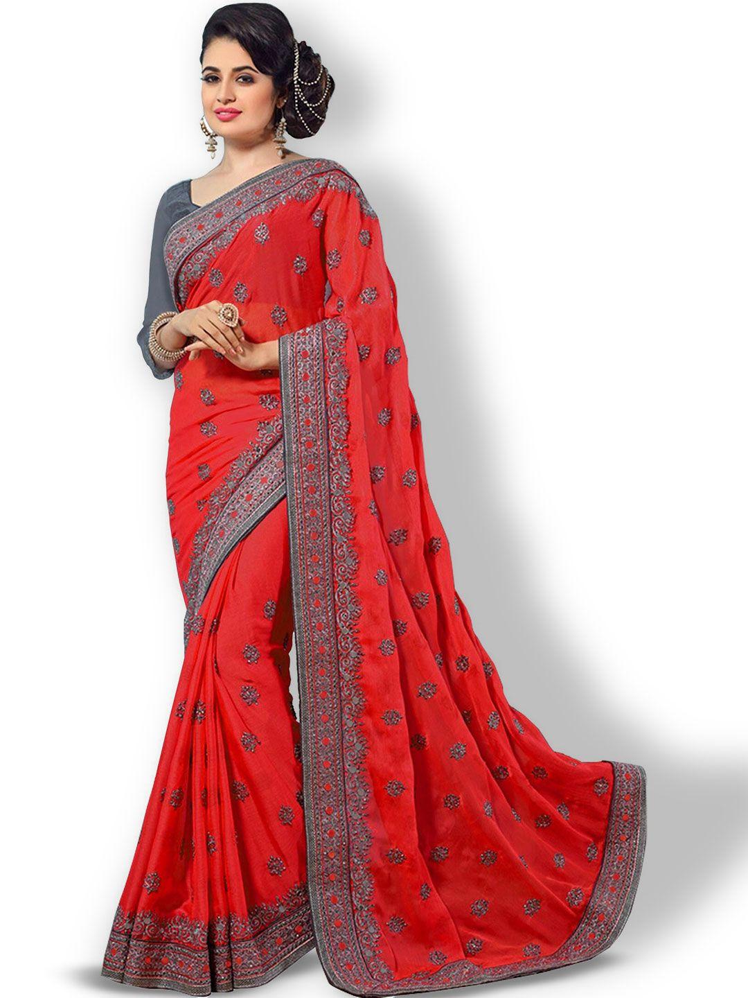 kedar fab ethnic motifs embroidered silk blend saree