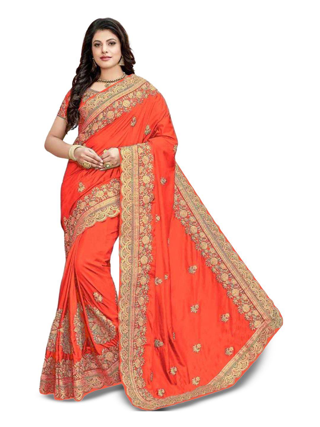 kedar fab ethnic motifs embroidered silk blend saree