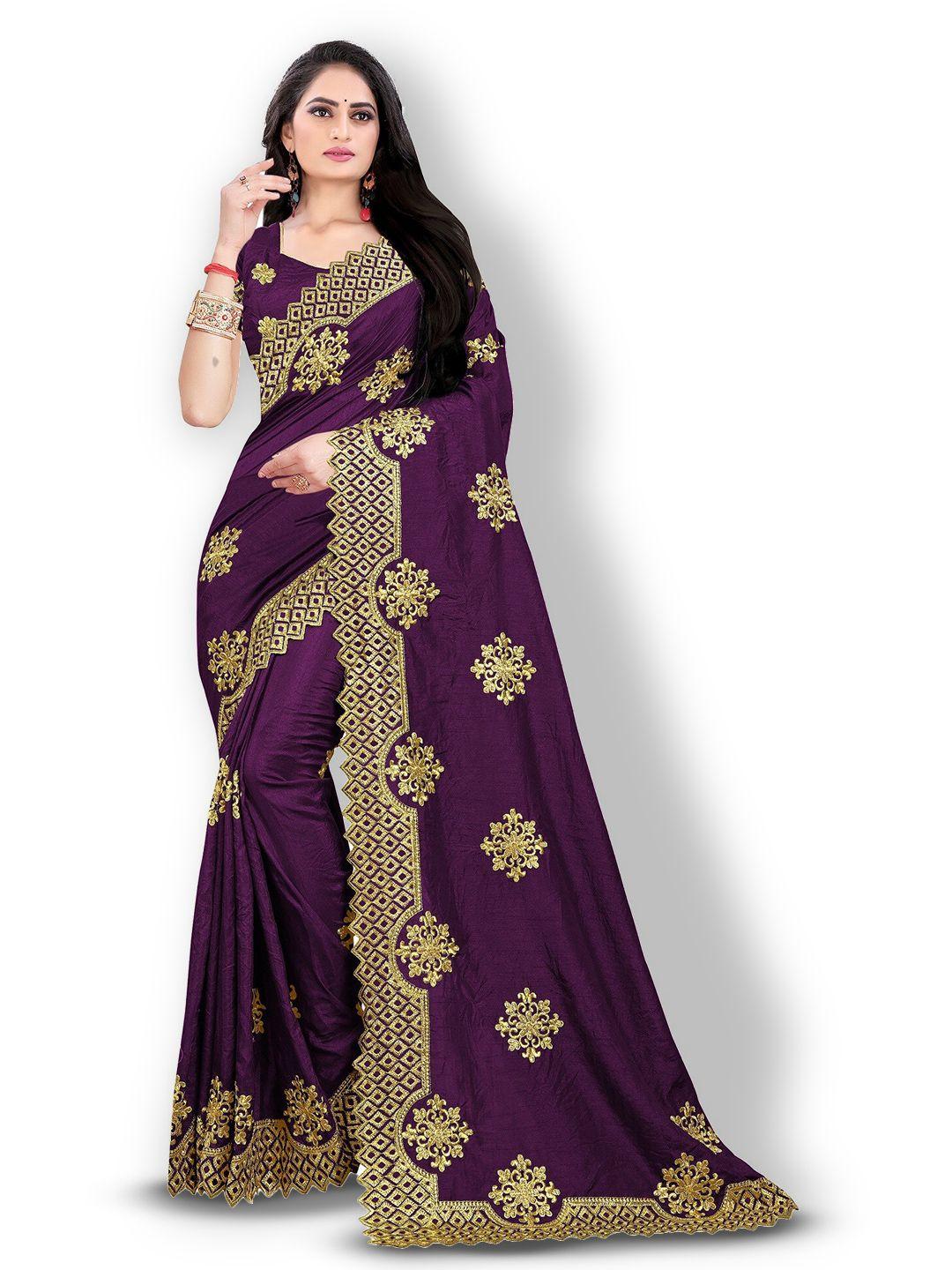 kedar fab ethnic motifs embroidered silk blend saree