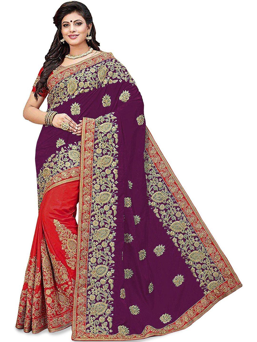 kedar fab floral embroidered half and half saree