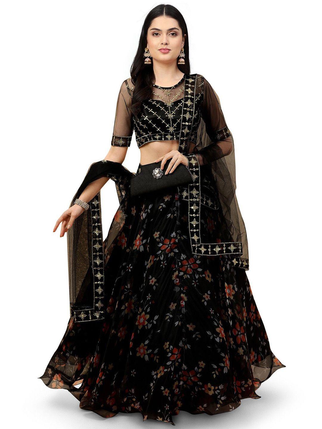 kedar fab printed semi-stitched lehenga & unstitched blouse with dupatta