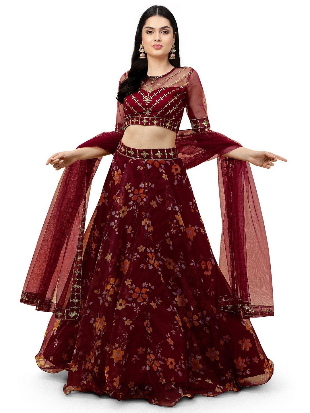 kedar fab printed semi-stitched lehenga & unstitched blouse with dupatta