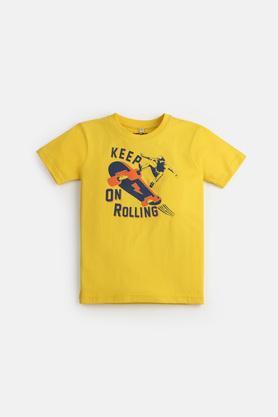 keep on rolling yellow cotton t-shirt for boys - yellow