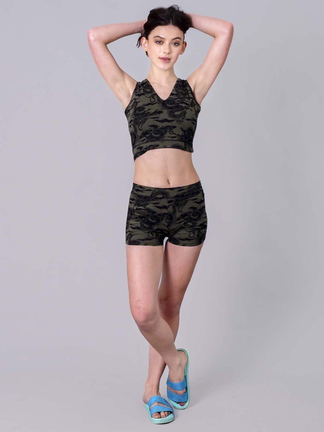 keepfit camouflage printed sleeveless swim set
