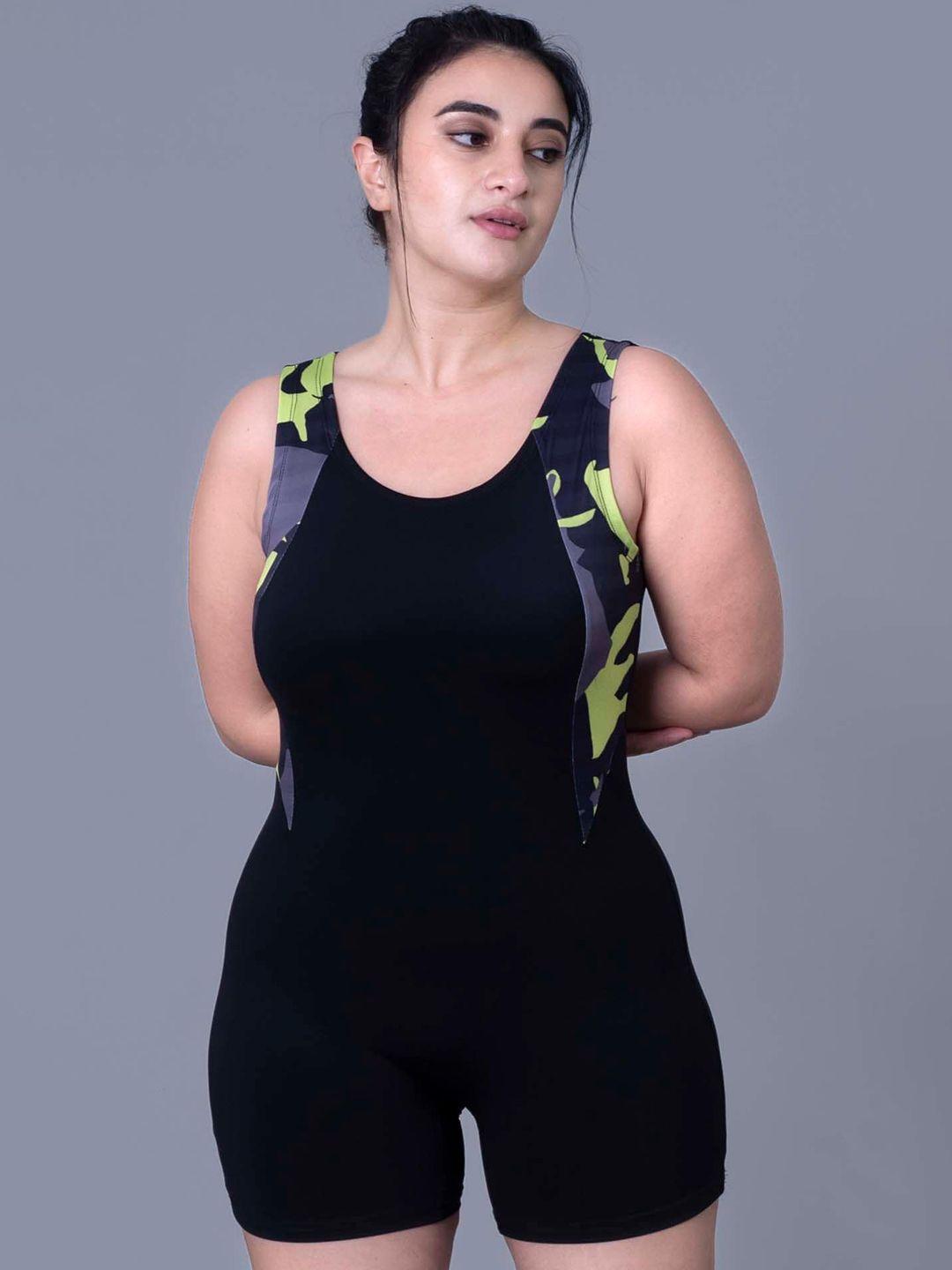keepfit plus size abstract printed round-neck legsuit