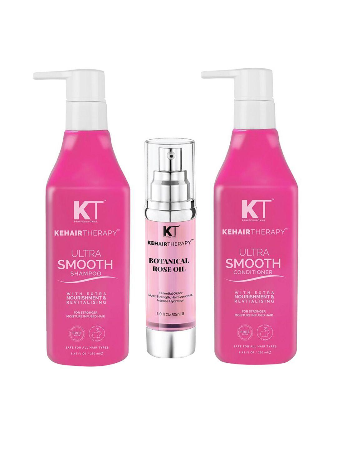 kehairtherapy set of 3 ultra smooth shampoo & conditioner with serum 550ml