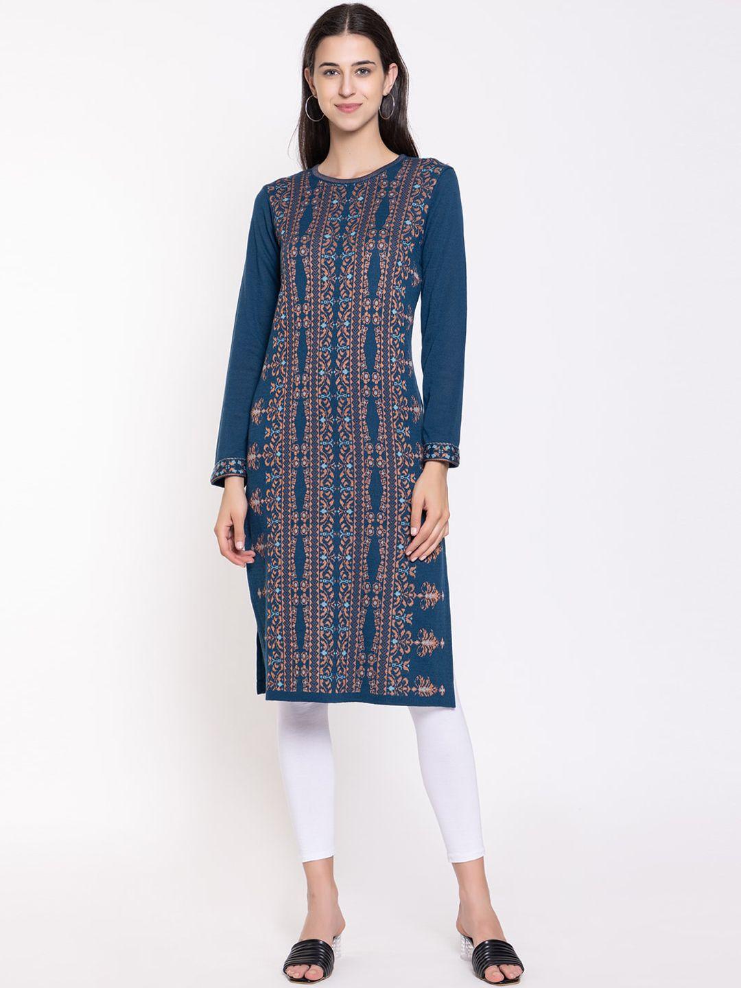 keiko ethnic motifs printed acrylic straight kurta