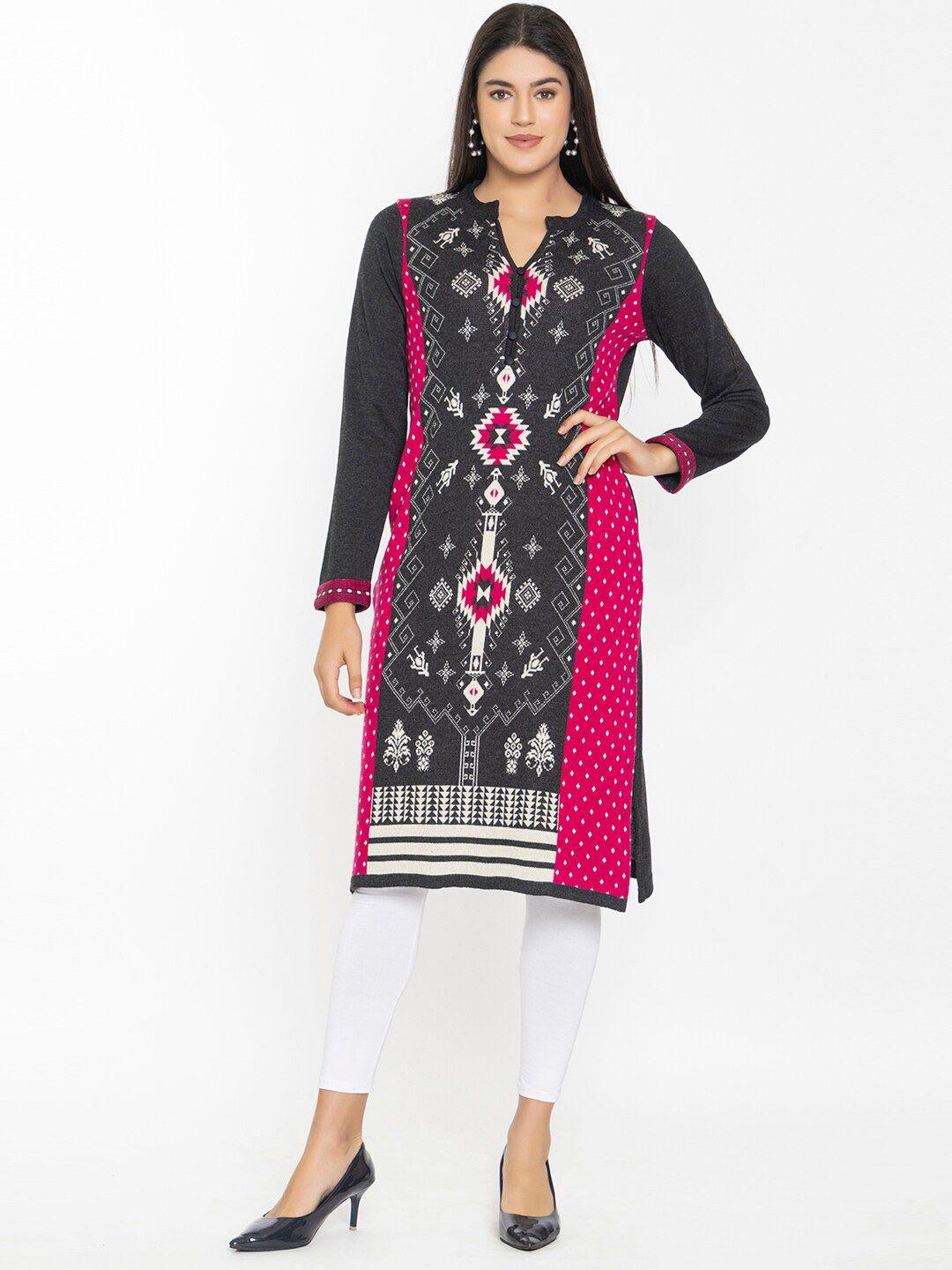 keiko ethnic motifs printed mandarin collared kurta