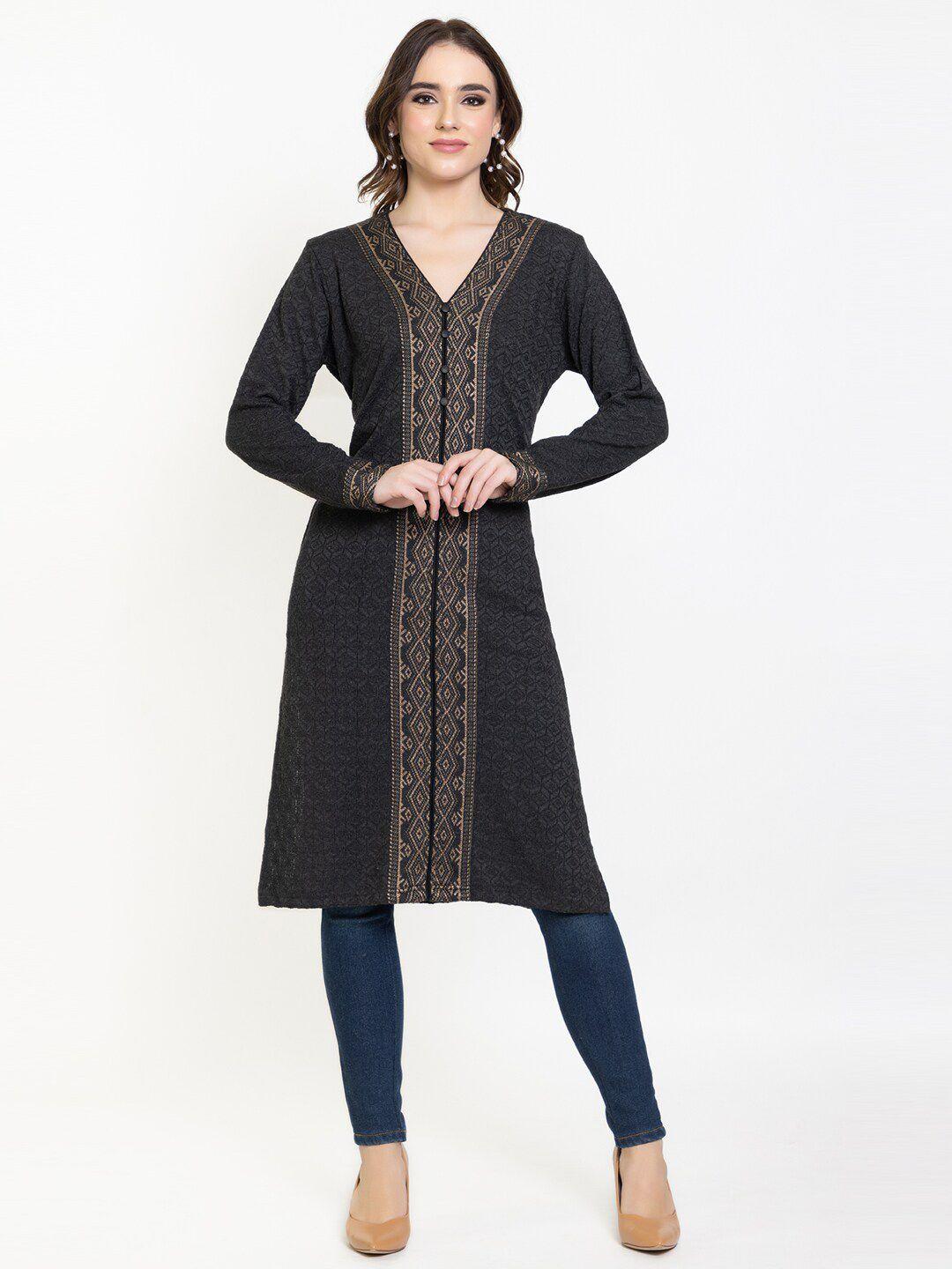 keiko ethnic motifs printed v-neck regular kurta