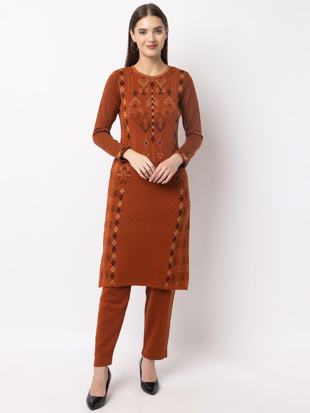 keiko ethnic motifs woven design long sleeves acrylic kurta