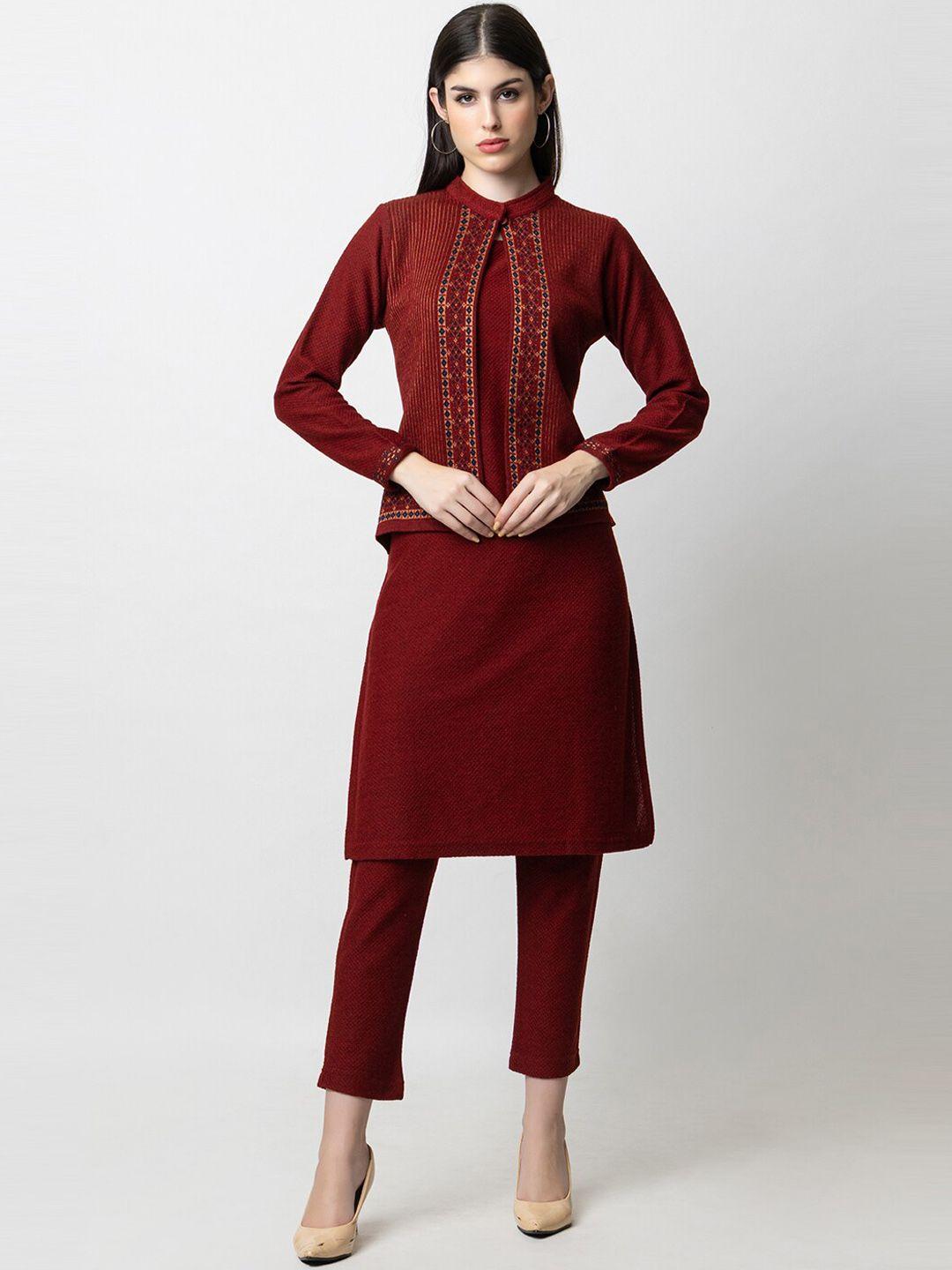 keiko geometric woven design straight kurta with trousers