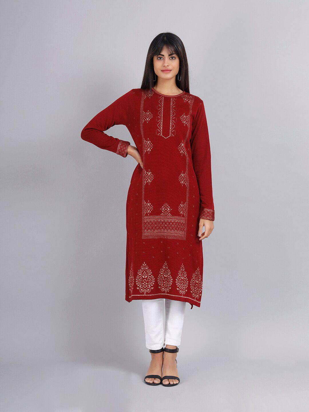 keiko women acrylic ethnic motifs printed jacquard kurta