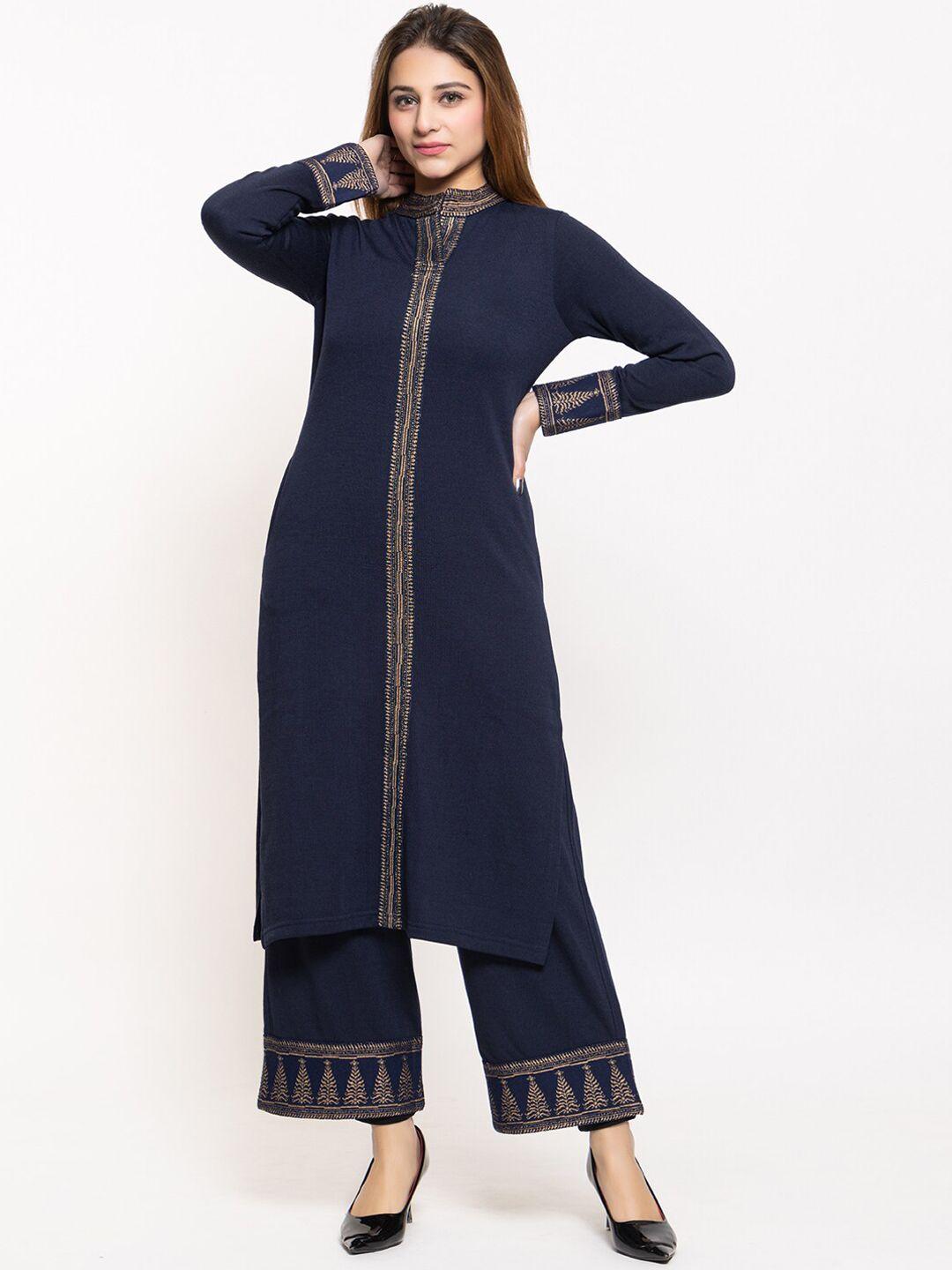 keiko woven design acrylic kurta with palazzos