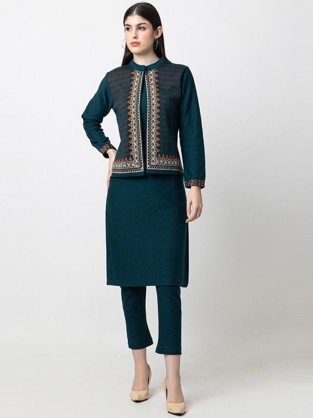 keiko woven design acrylic regular kurta with trousers