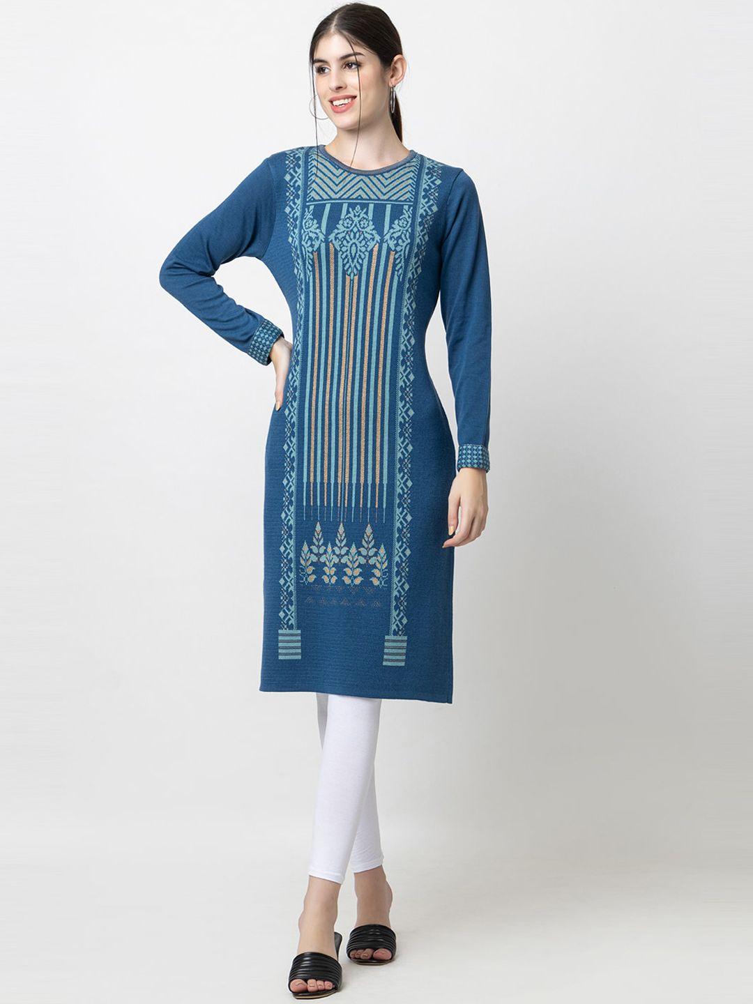 keiko woven design round neck acrylic regular kurta