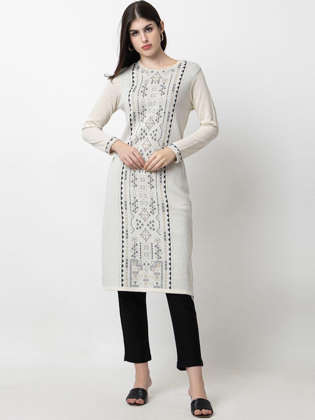 keiko woven design round neck acrylic regular kurta