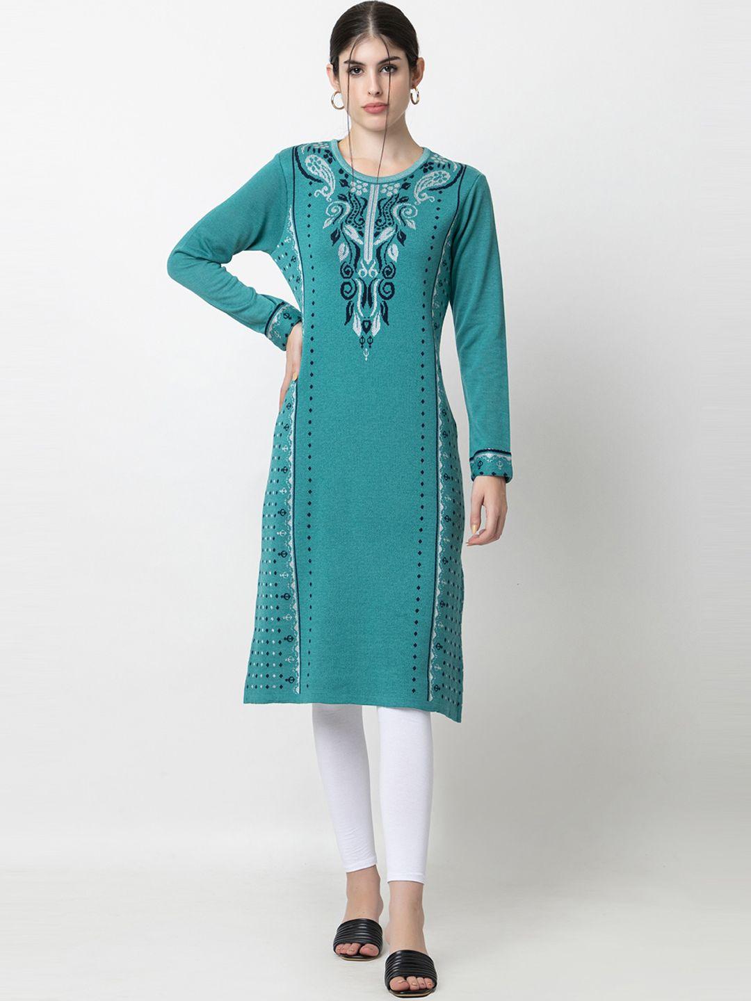 keiko woven design round neck acrylic regular kurta