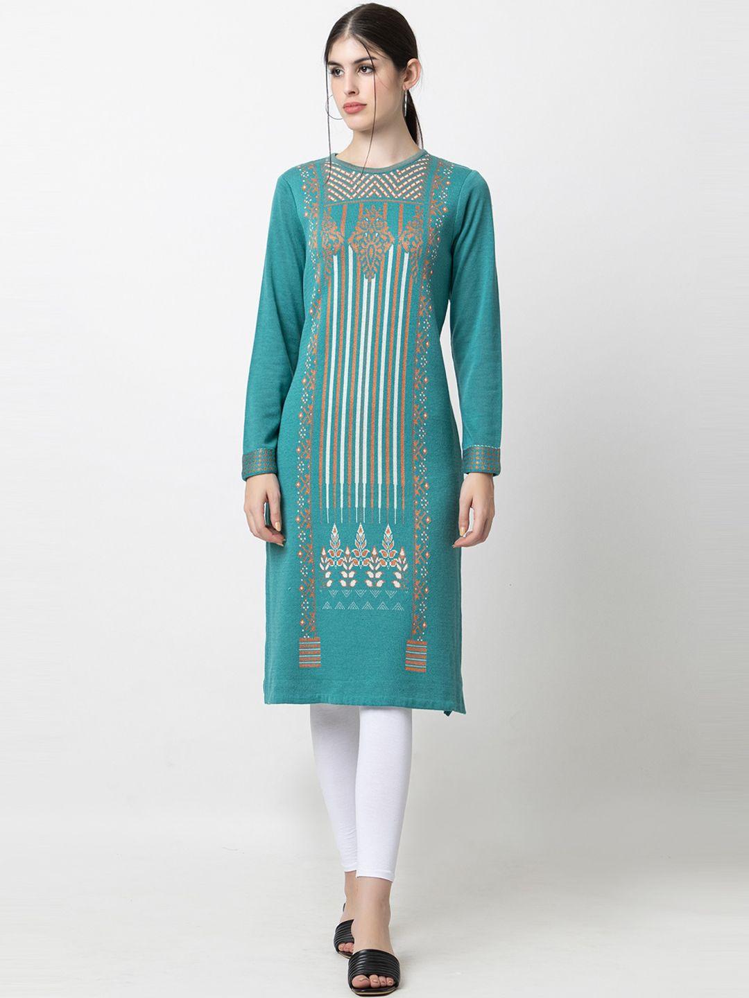 keiko woven design round neck acrylic regular kurta