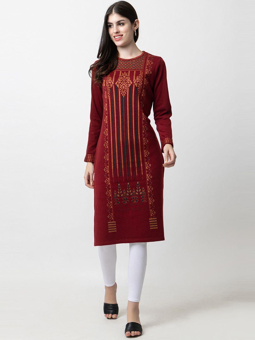 keiko woven design round neck acrylic regular kurta