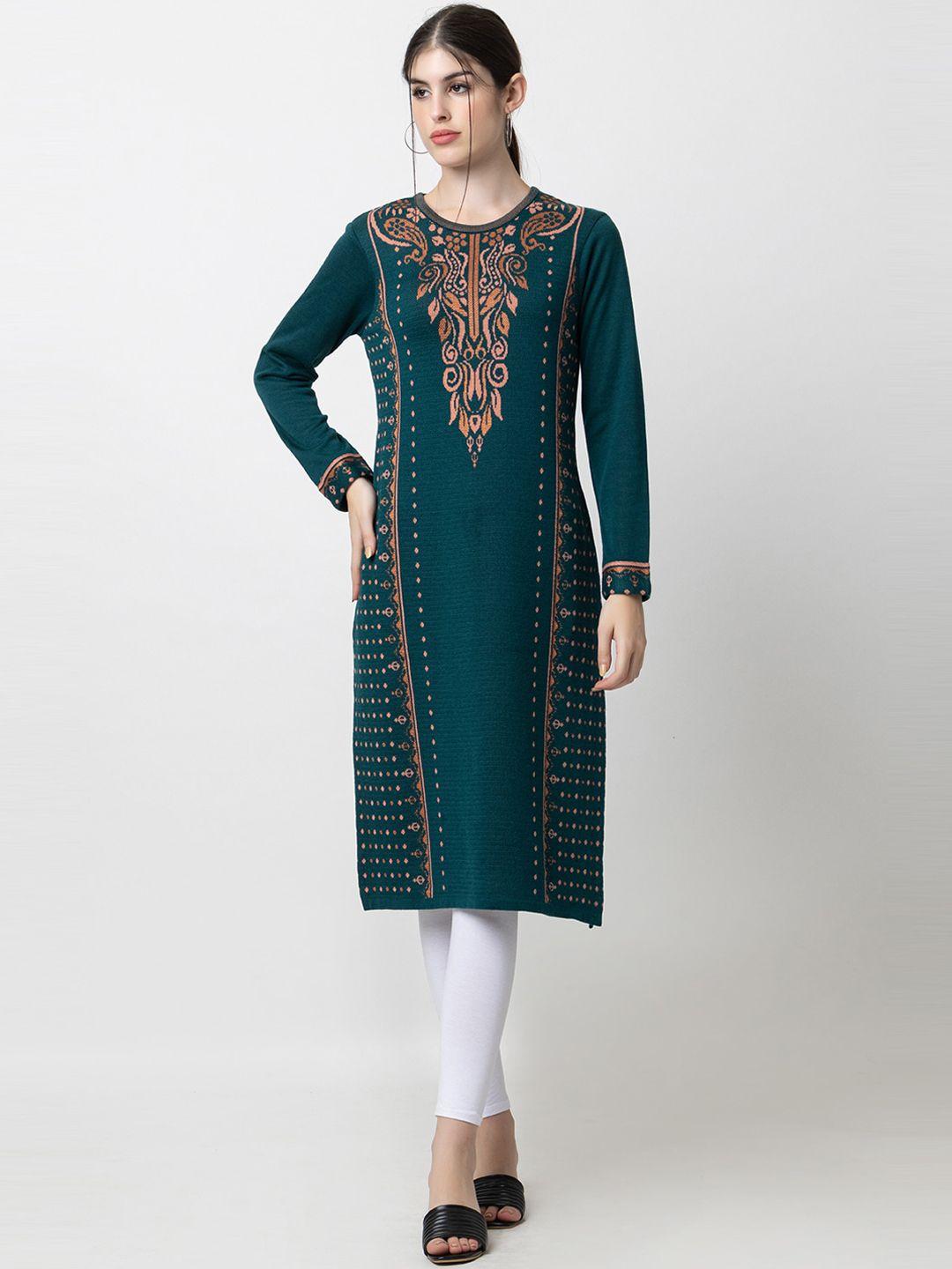 keiko woven design round neck acrylic regular kurta