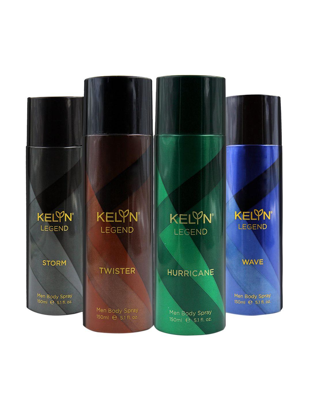 kelyn men set of legend twister, storm, wave & hurricane body spray - 150 ml each