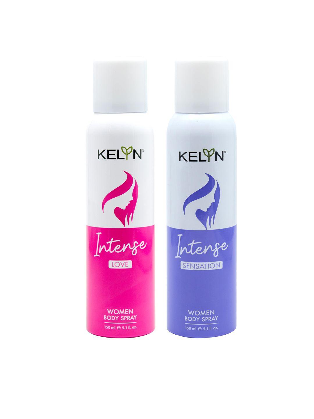 kelyn women set of long lasting intense love & sensation body spray - 150 ml each