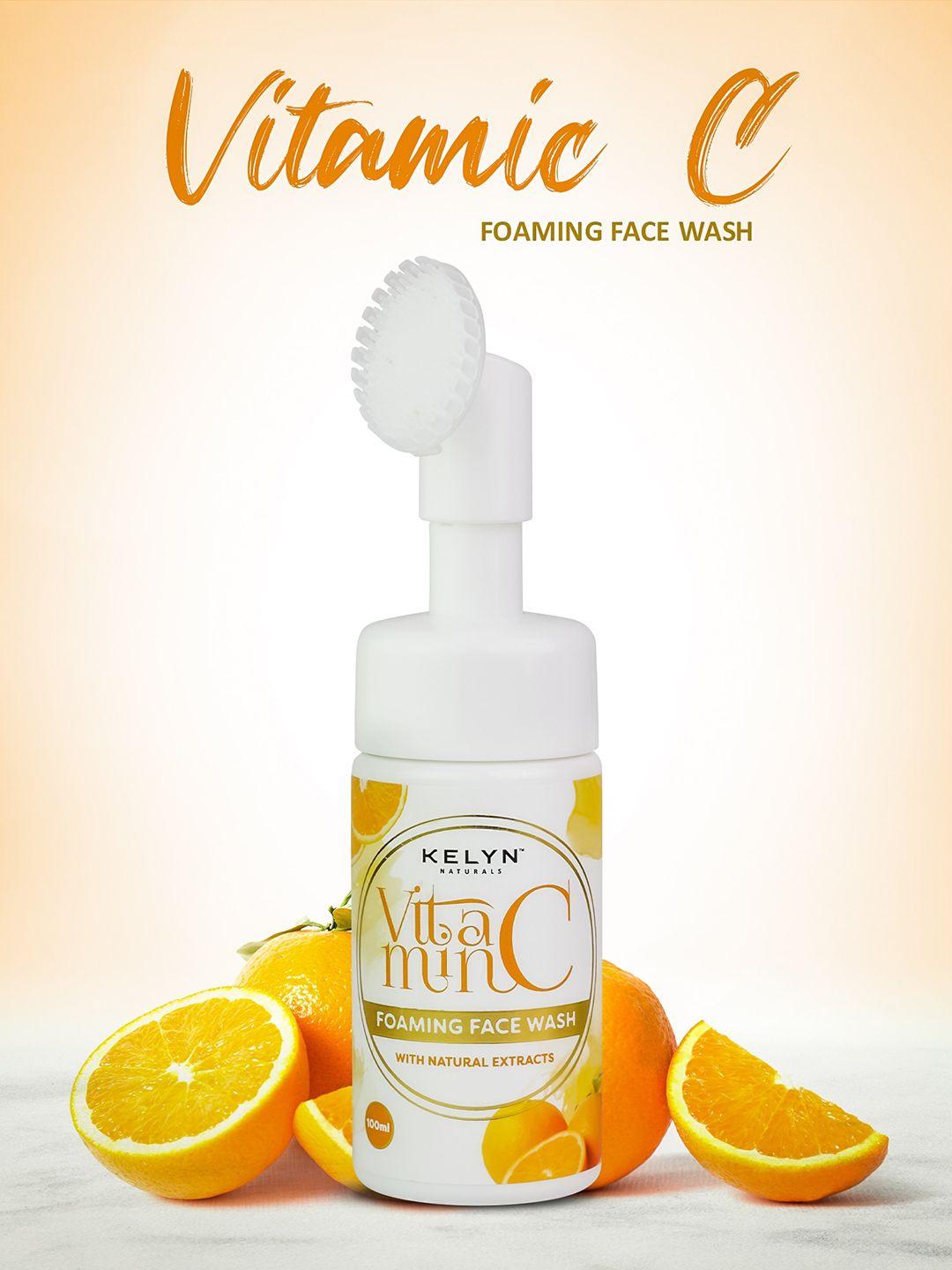 kelyn set of 2 vitamin c foaming face wash with built-in face brush - 100ml each