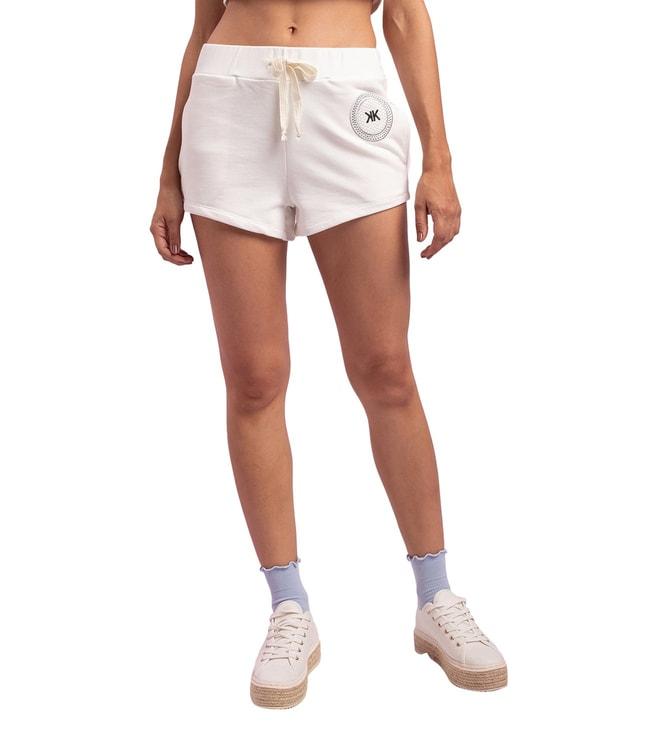 kendall + kylie off white slim fit shorts