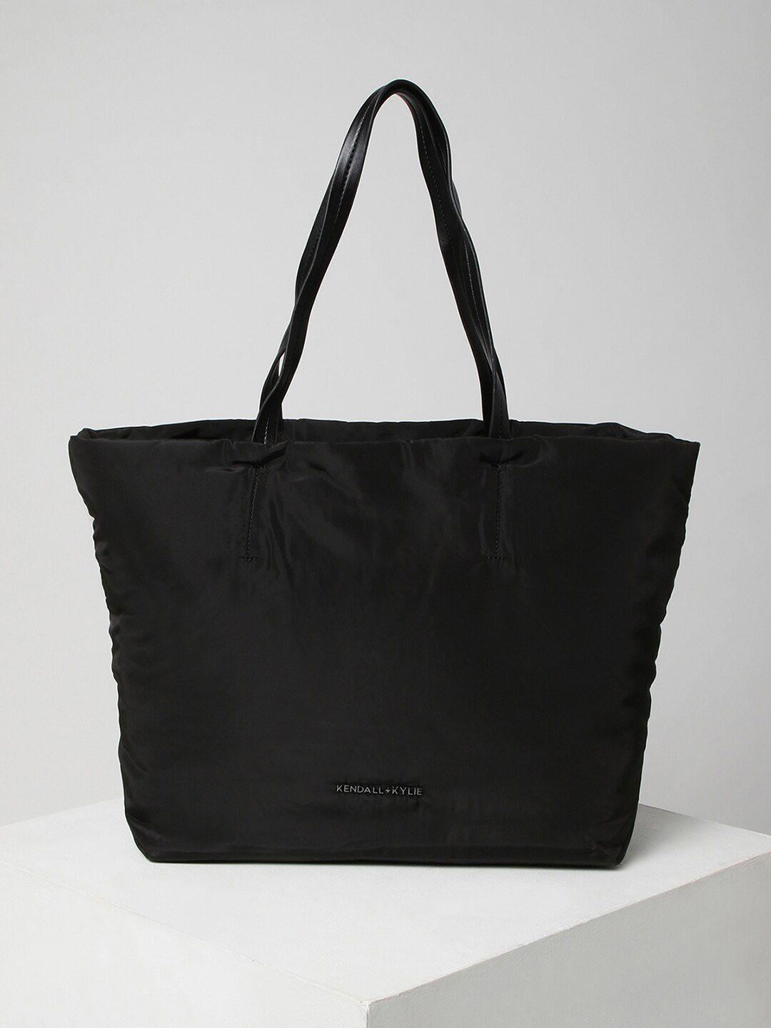 kendall & kylie black pu oversized structured tote bag