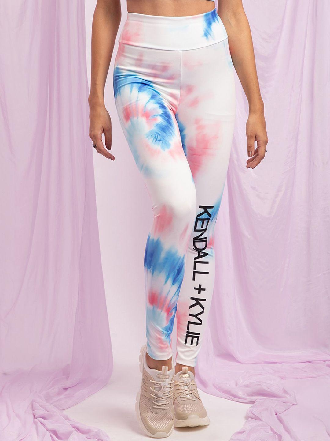 kendall & kylie women multicoloured printed brand logo print leggings