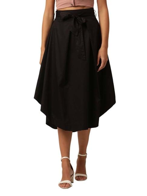 kendall + kylie black cotton a-line skirt