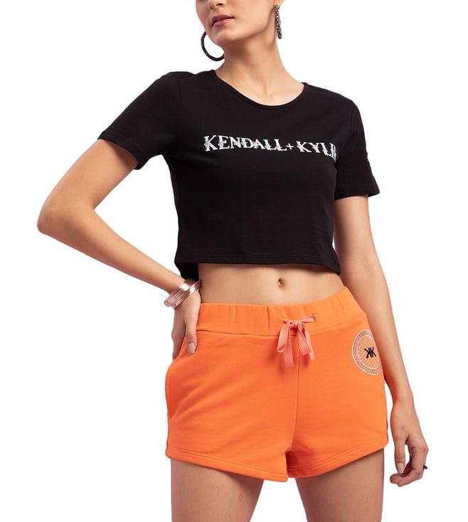 kendall + kylie black logo slim fit t-shirt