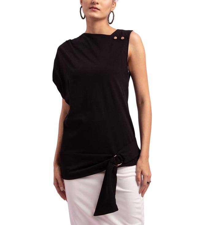 kendall + kylie black regular fit top